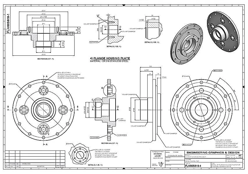 Engineering flange drawing